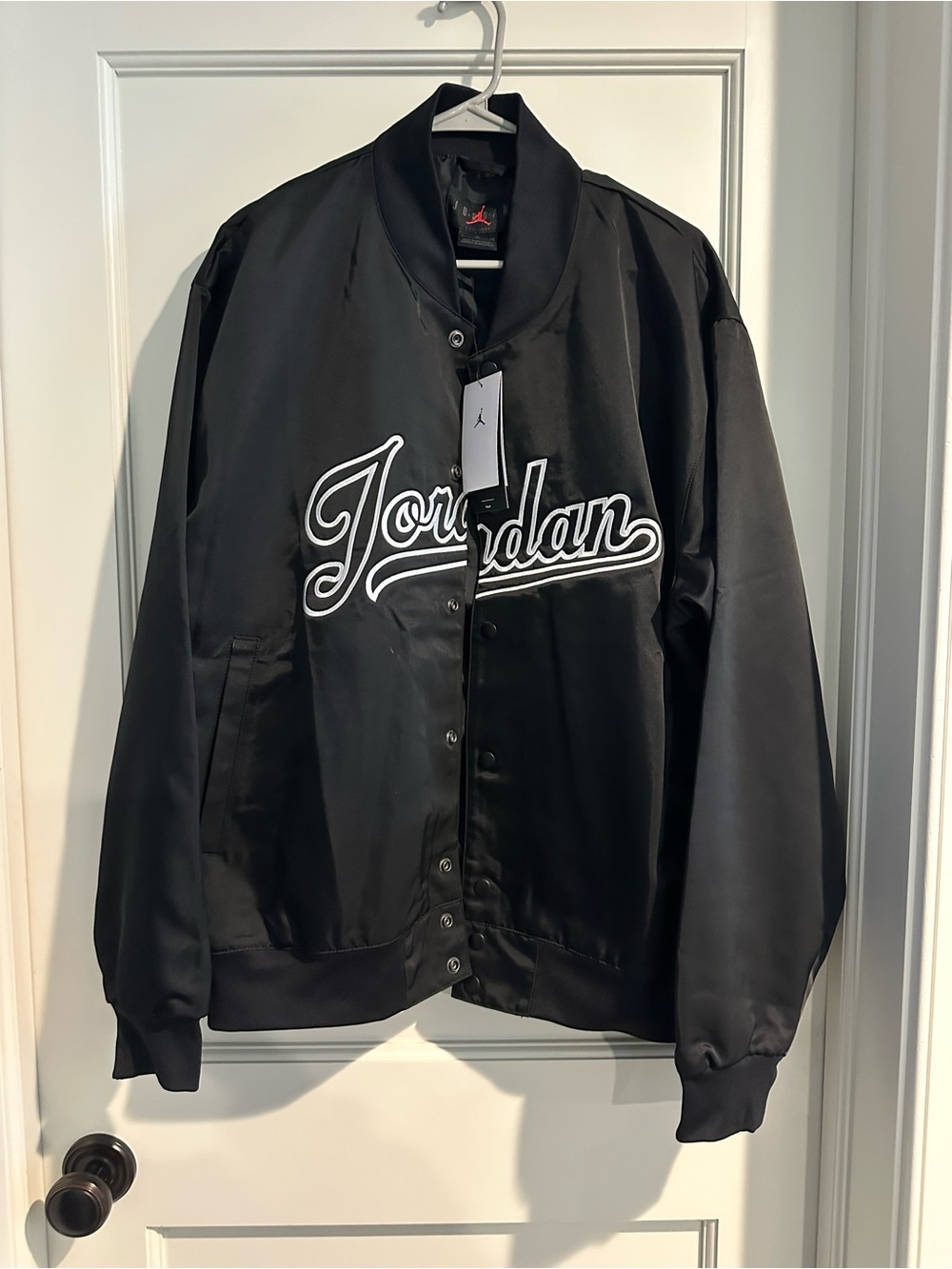 NWT Jordan Men’s Black Satin Bomber Jacket